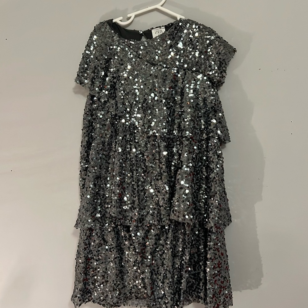 Zara silver Sequin Zara Party Dress size 10